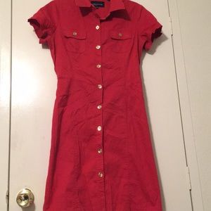 Beautiful red dress gold buttons